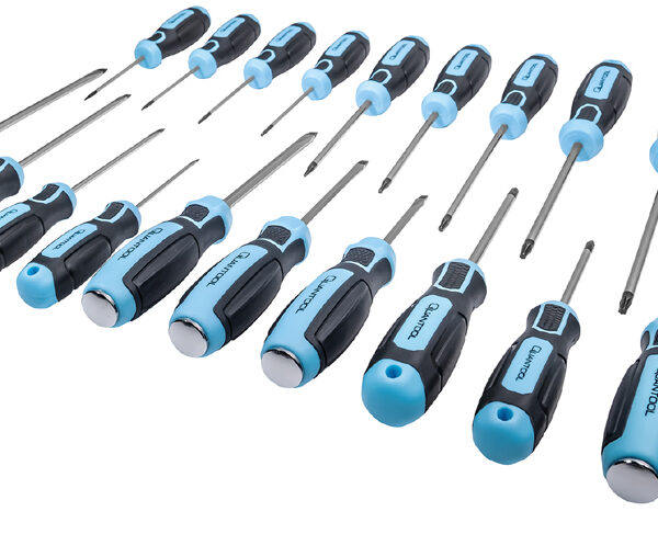 QUANTOOL schroevendraaierset, 21-delig, zwart/blauw