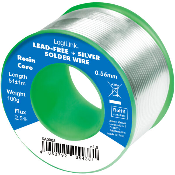 LogiLink soldeerdraad, diameter: 0,56 mm, 0,7% koper, 0,3% zilver, 100 g