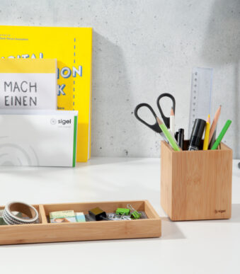 sigel pennenkoker Eyestyle, van bamboe, vierkant