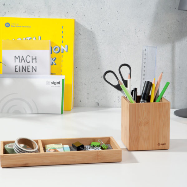 sigel pennenkoker Eyestyle, van bamboe, vierkant