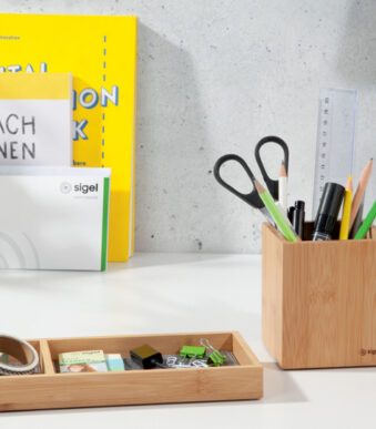 sigel pennenbak Eyestyle, van bamboe, lichtgrijs/zwart