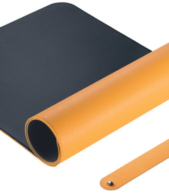 sigel schrijfonderlegger, kunstleer, oprolbaar, geel/grijs