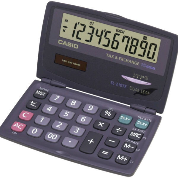 CASIO zakrekenmachine SL-210 TE, Solar-/ batterijvoeding