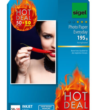 Sigel inkjet-fotopapier Everyday ´hot deal´, 10 x 15 cm, 195 g/m2, hoogglanzend, 100 vel