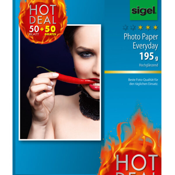 Sigel inkjet-fotopapier Everyday ´hot deal´, 10 x 15 cm, 195 g/m2, hoogglanzend, 100 vel
