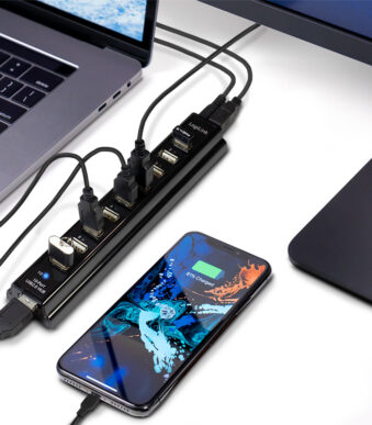 LogiLink USB 2.0 Hub met netvoeding, 10-poorts, zwart