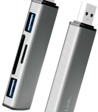 LogiLink USB 3.2 Gen2 Hub met kaartlezer, 2 poorts, alu