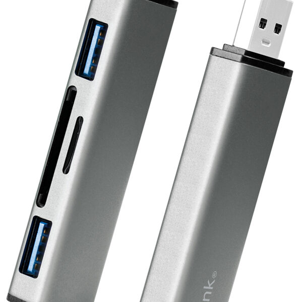 LogiLink USB 3.2 Gen2 Hub met kaartlezer, 2 poorts, alu