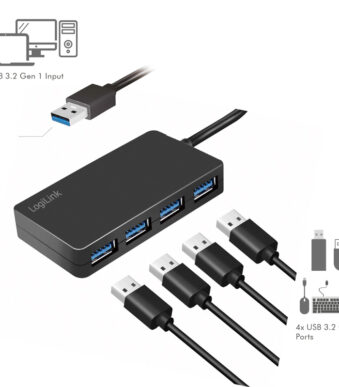 LogiLink USB 3.2 Gen1 Hub, 4-poorts, zwart