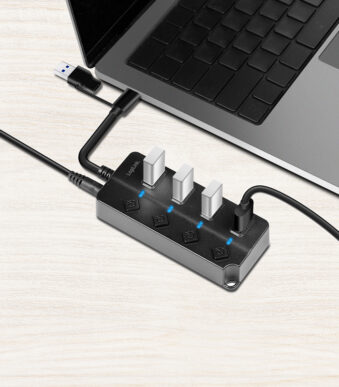 LogiLink USB 3.2 Hub, 4 poorts, met aan-/uitschakelaar, zwart
