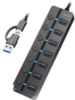LogiLink USB 3.2 Hub, 7 poorts, met aan-/uitschakelaar, zwart