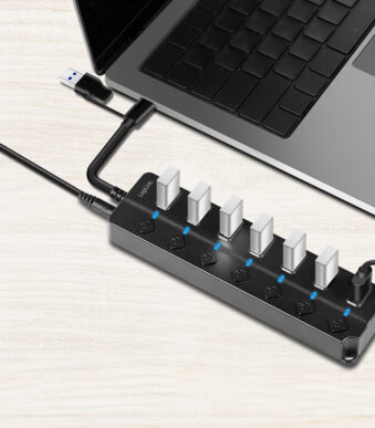 LogiLink USB 3.2 Hub, 7 poorts, met aan-/uitschakelaar, zwart