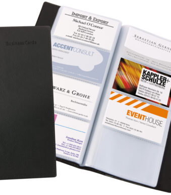 sigel visitekaartjes-map, lederlook, zwart, mat