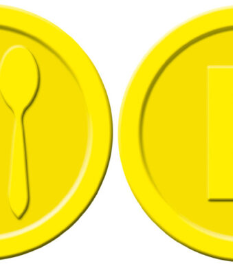 sigel waardemunten ´Eten´, van kunststof, geel