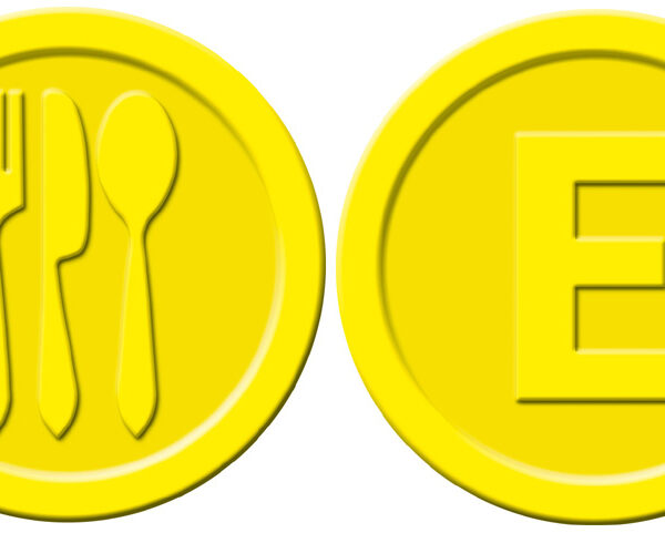 sigel waardemunten ´Eten´, van kunststof, geel