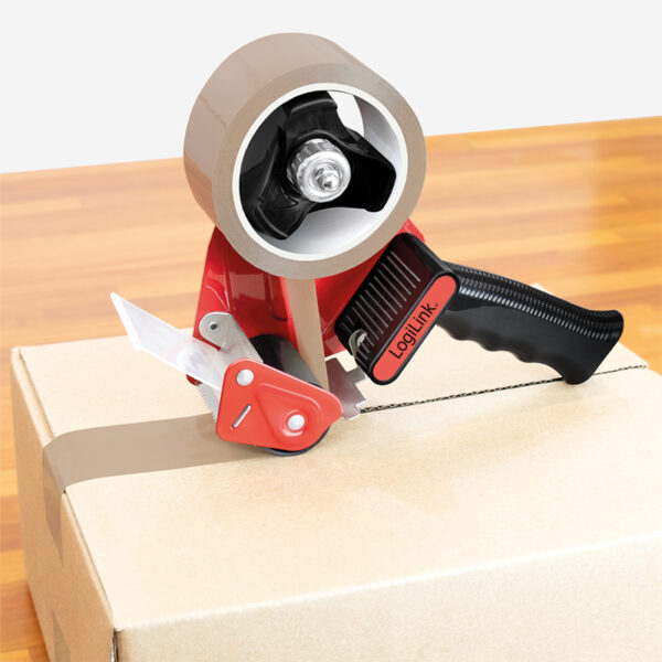 LogiLink handafroller voor verpakkingstape/plakband, zwart/rood