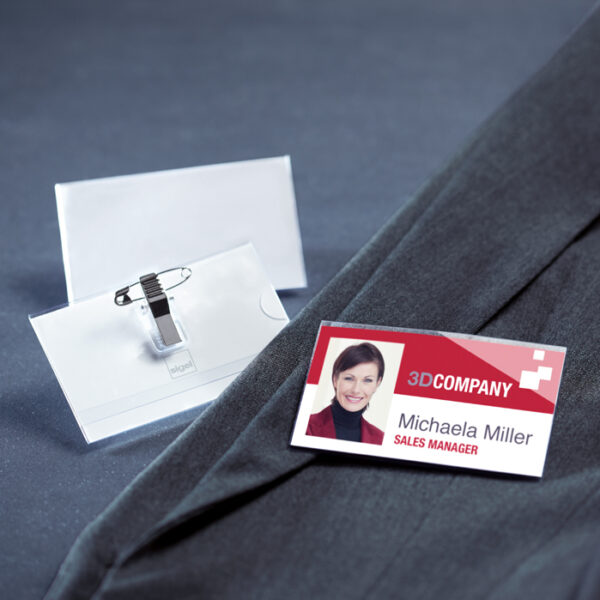 sigel Badge met combiklem, 54 x 90 mm, glashelder, 50 st.
