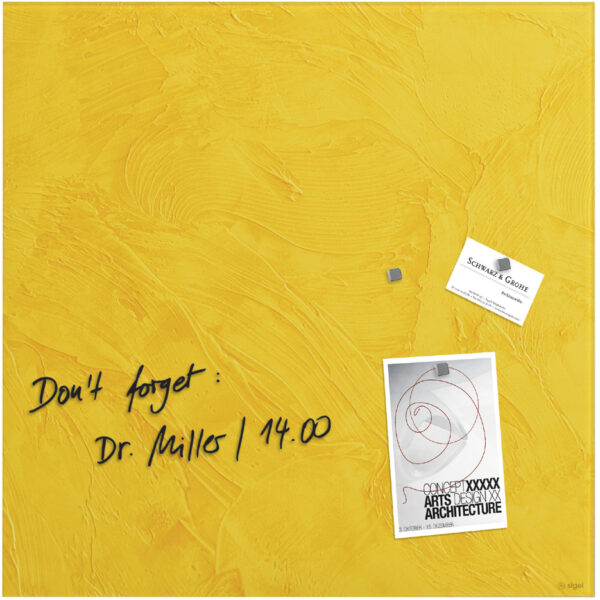 sigel glas-magneetbord artverum Yellow Structure, (B)480 mm x (H)480 mm