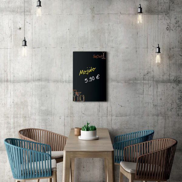 sigel glas-magneetbord artverum Drinks, (B)400 x (H)600 mm, zwart