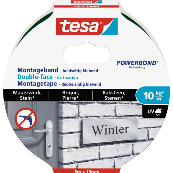 tesa Powerbond montagetape voor baksteen en steen, 19 mm x 5,0 m