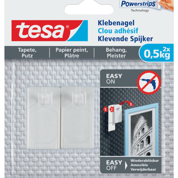 tesa Powerstrips klevende spijkers voor behang of pleisterwerk, 0,5 kg