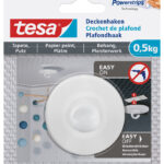 tesa Powerstrips plafondhaak, voor behang en pleisterwerk, 0,5 kg