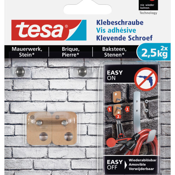 tesa klevende schroef voor baksteen en steen, rechthoekig, 2,5 kg