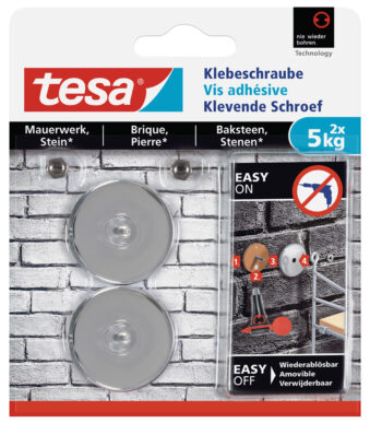 tesa klevende schroef voor baksteen en steen, rond, 5,0 kg