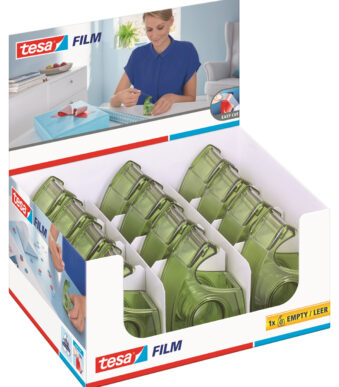 tesa ecoLogo Easy Cut handafroller, groen, in toonbankdisplay
