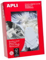 APLI kartonnen label 200 g/m2, 15x24 mm wit, met wit polyester draad