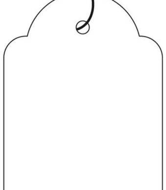 APLI kartonnen label 200 g/m2, 15x24 mm wit, met wit polyester draad