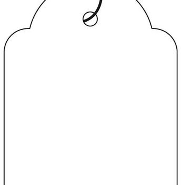 APLI kartonnen label 200 g/m2, 15x24 mm wit, met wit polyester draad