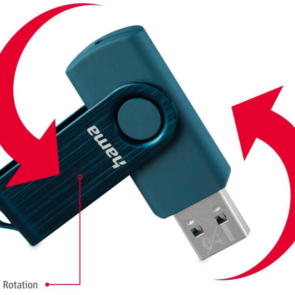 hama USB 3.0 USB-stick 'Rotate', 32 GB, petrolblauw