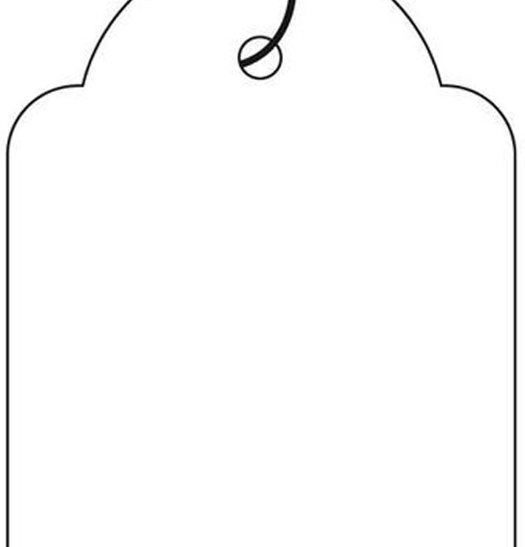 APLI hanglabel, maat: 13 x 20 mm, wit met witte polyester draad