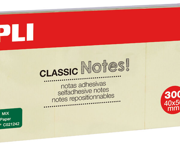 APLI zelfklevende memo's 'CLASSIC Notes!', 40 x 50 mm, geel