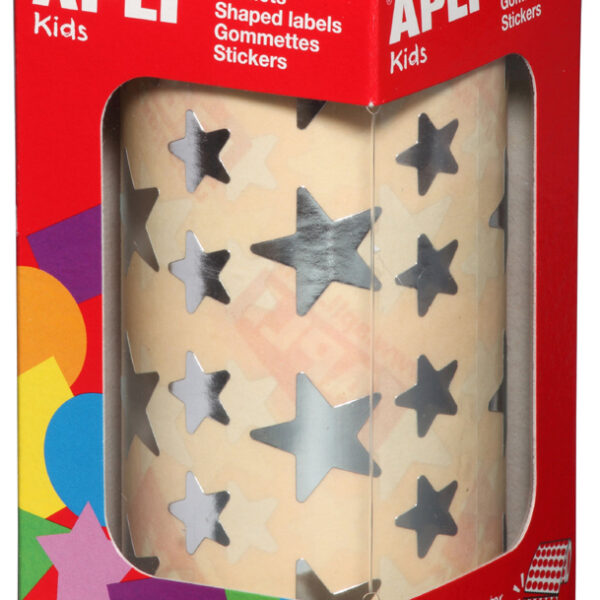 Kinder stickervellen 'Sterren', op rol, zilver.