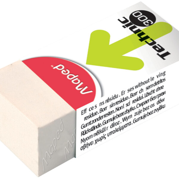 Maped kunststof vlakgum Technic 300, kartonnen beschermhuls