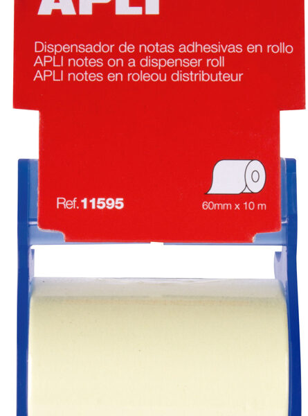 APLI zelfklevende memo's op rol, 10 m x 60 mm, geel
