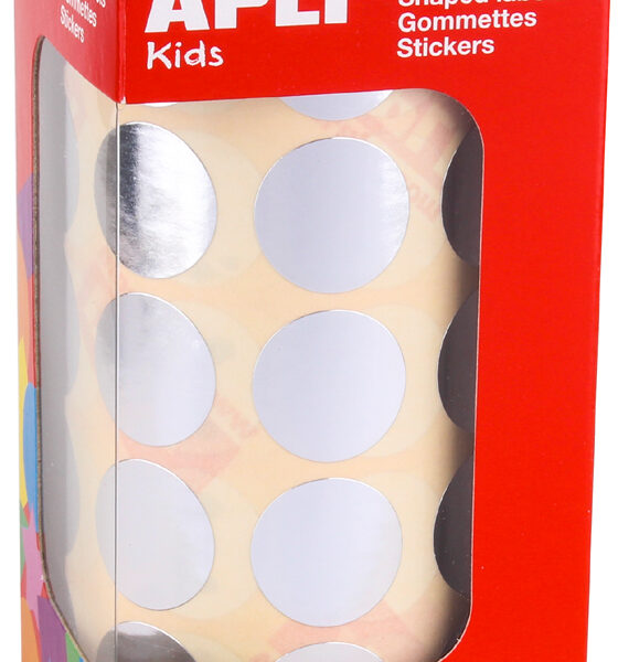 Zilveren ronde kinder-stickers op rol