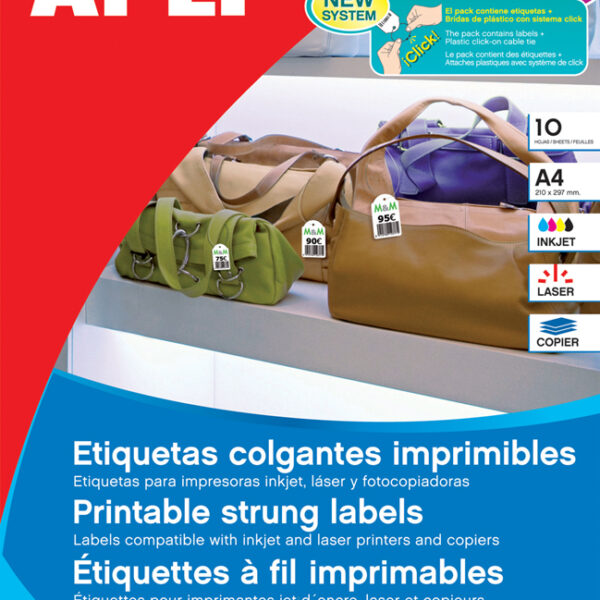 APLI hanglabel met koord, wit, 22 x 35 mm