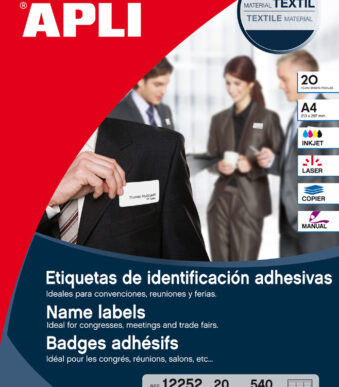 APLI zelfklevende badge, van papier, wit