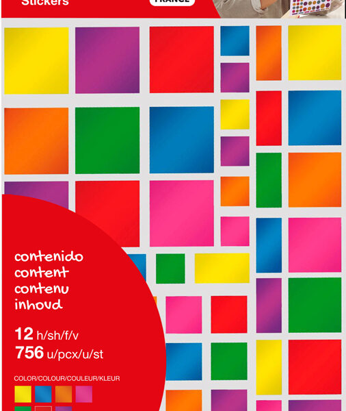 APLI kids stickers 'Quadraat', metallickleuren, kleuren assorti