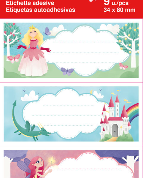Prinsessenboeketiketten voor kinderen, 36 x 81 mm