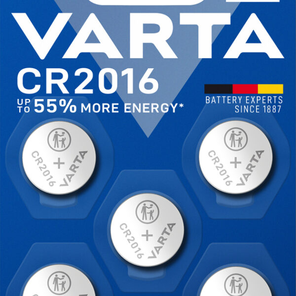 VARTA Lithium knoopcelbatterij/knoopbatterij 'Electronics', CR2016, 5 stuks