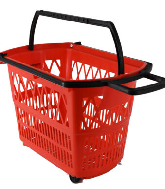 METO inkoopmand met draaggrepen, 28 liter, rood