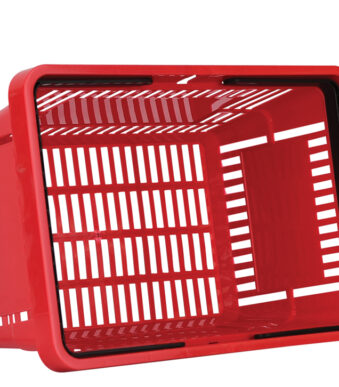 METO inkoopmand met draaggrepen, 22 liter, rood