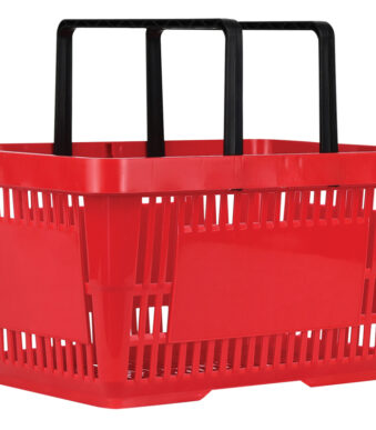 METO inkoopmand met draaggrepen, 22 liter, rood