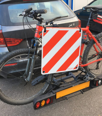 IWH waarschuwingsbord lange lading 2in1, 500 x 500 mm, wit / rood