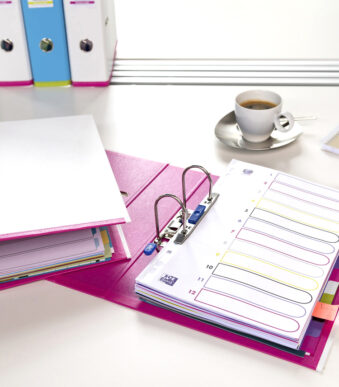 Oxford ringmap myColor, rugbreedte 80 mm, wit/roze