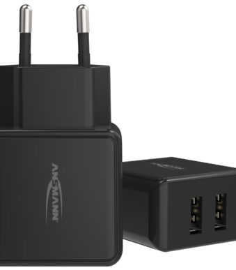 ANSMANN - USB-lader met 2 USB-A-poorten - Voor wandcontactdoos